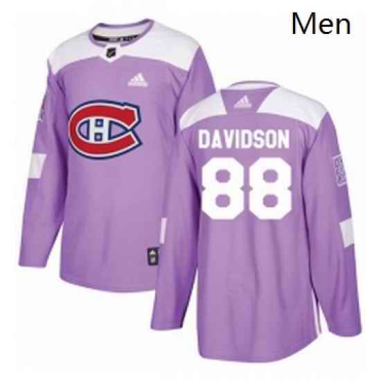 Mens Adidas Montreal Canadiens 88 Brandon Davidson Authentic Purple Fights Cancer Practice NHL Jersey